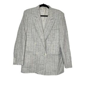 Vintage Egon Von Furstenberg Plaid Tweed Blazer Sports Coat Mens Gray Size R 39